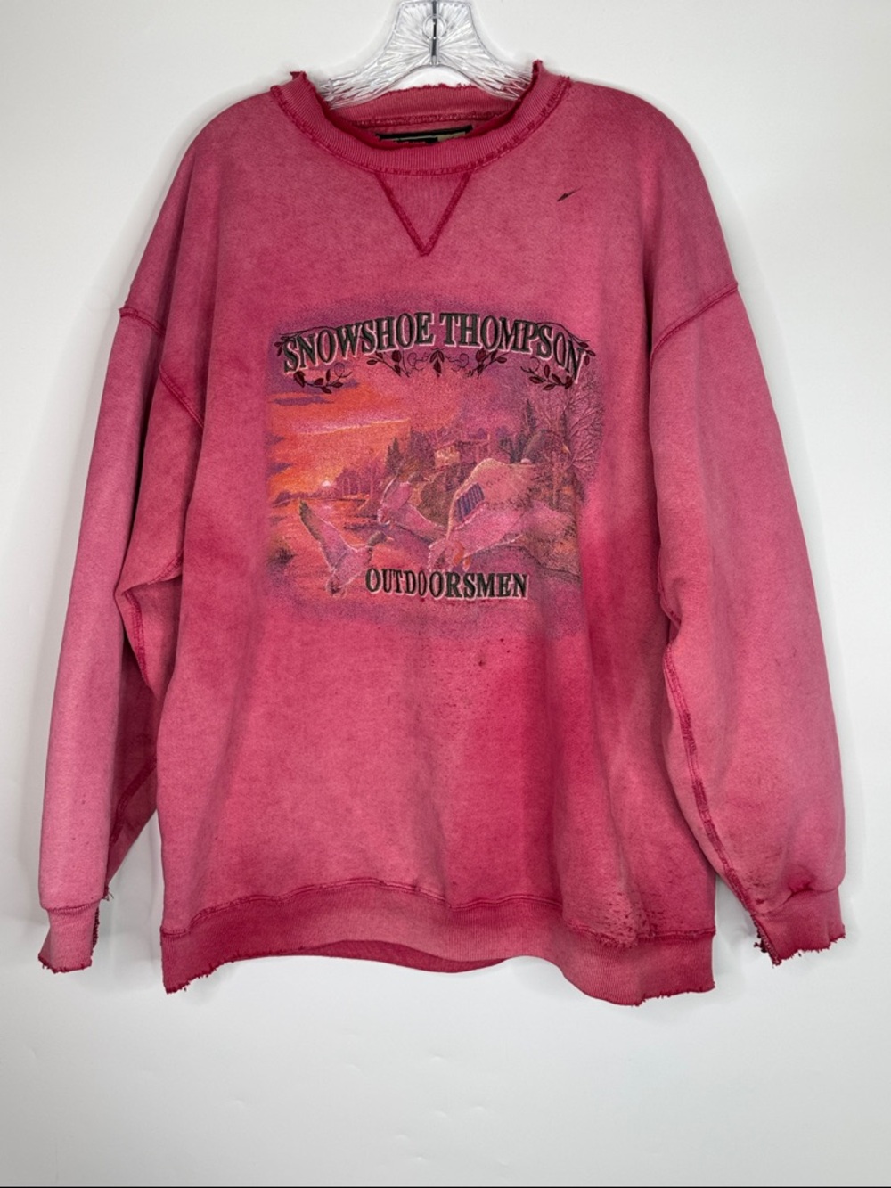 Vintage Snowshoe Thompson Pink Lake Cabin Pink Sweatshirt Grunge Large